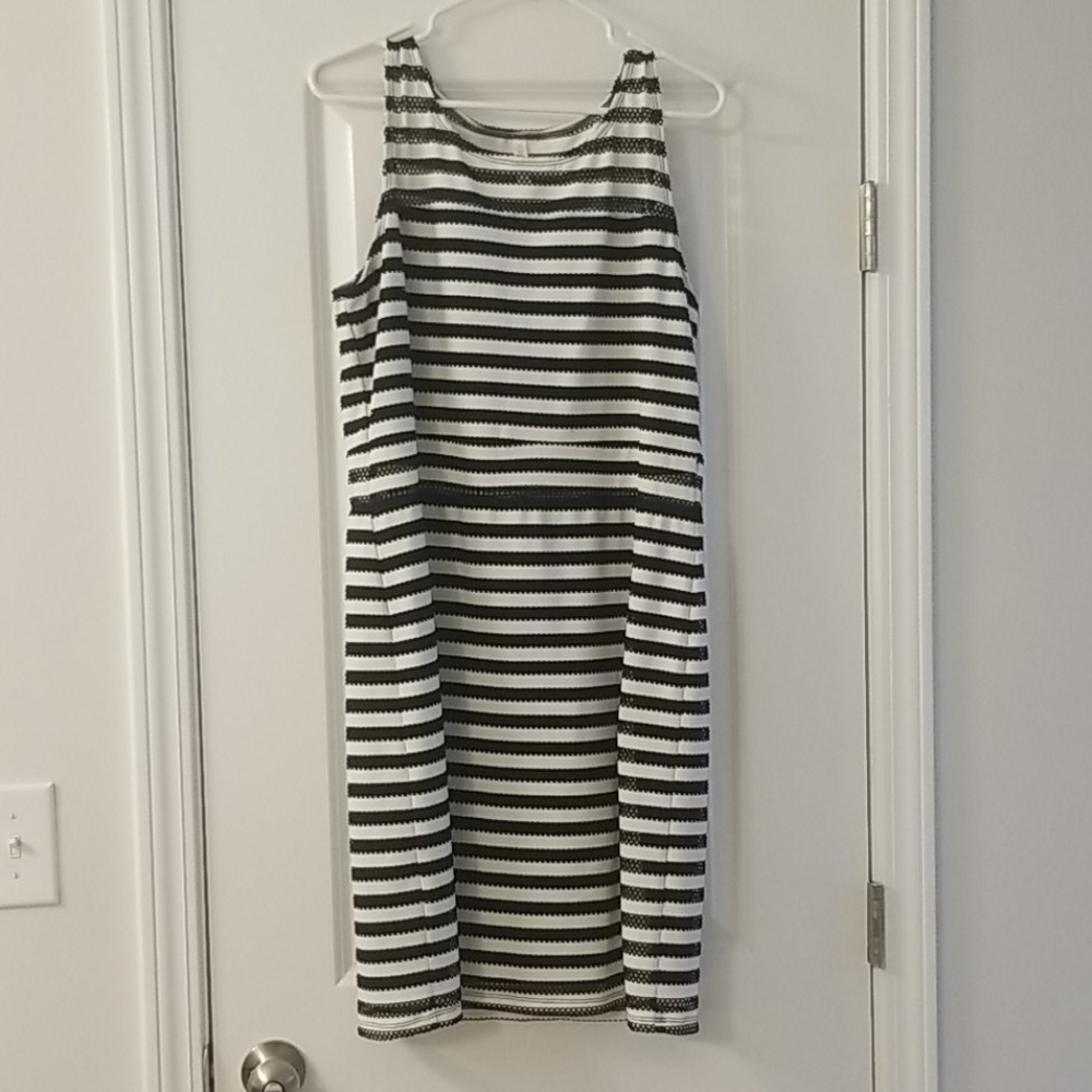 Black and white striped dress